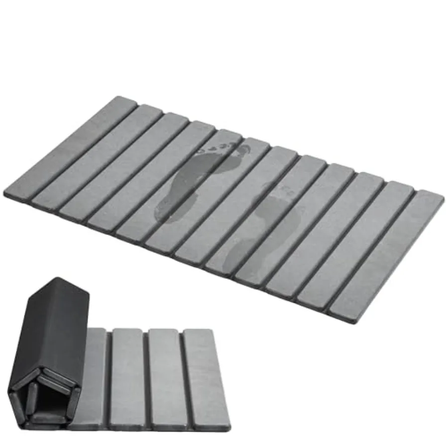 

Складной каменный коврик для ванной из диатомитовой земли, быстросохнущий, с нескользящим покрытием, супервпитывающий, легко чистится, компактный для небольших помещений