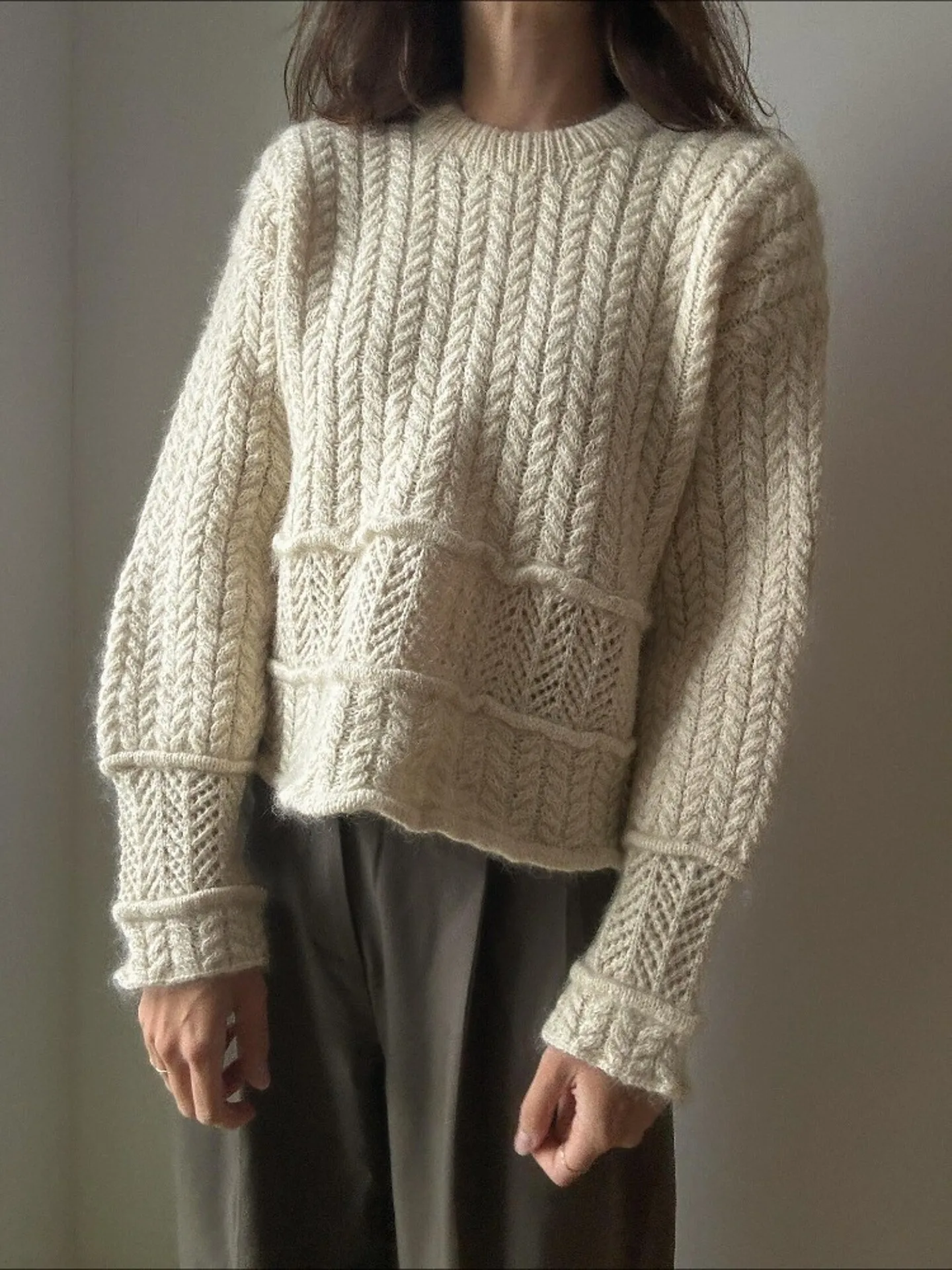 Early Autumn Korean Style Knitted Grey Sweater Short Cute Light Maturity Unique Beautiful Unique Short Top for Women