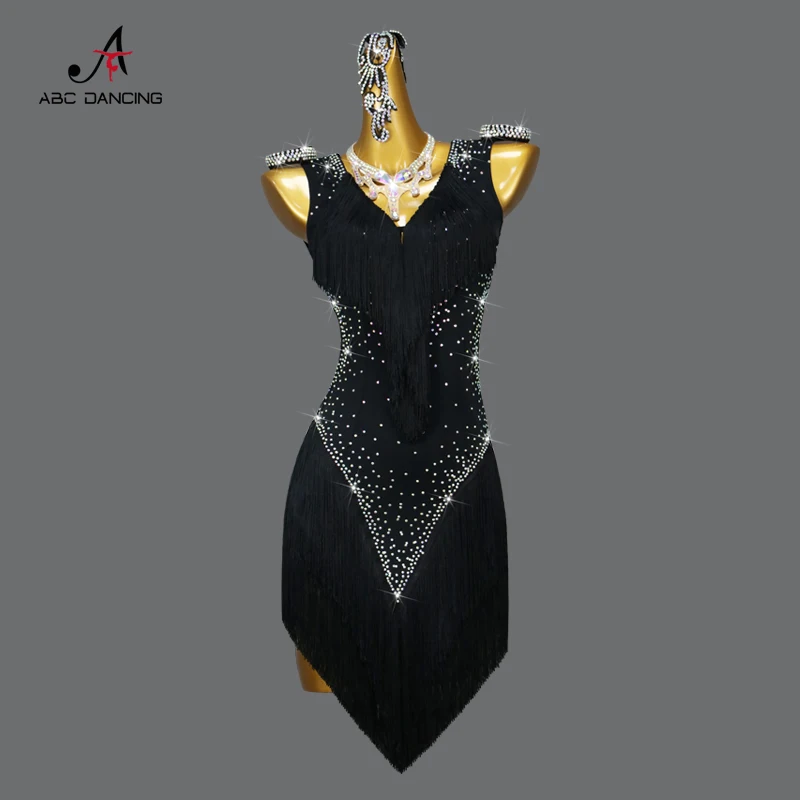 New Latin Dance Dress Stage Performance Women Female Clothes Tassels Skirt Sport Costume Girls Practice Wear Prom Suit Customizd