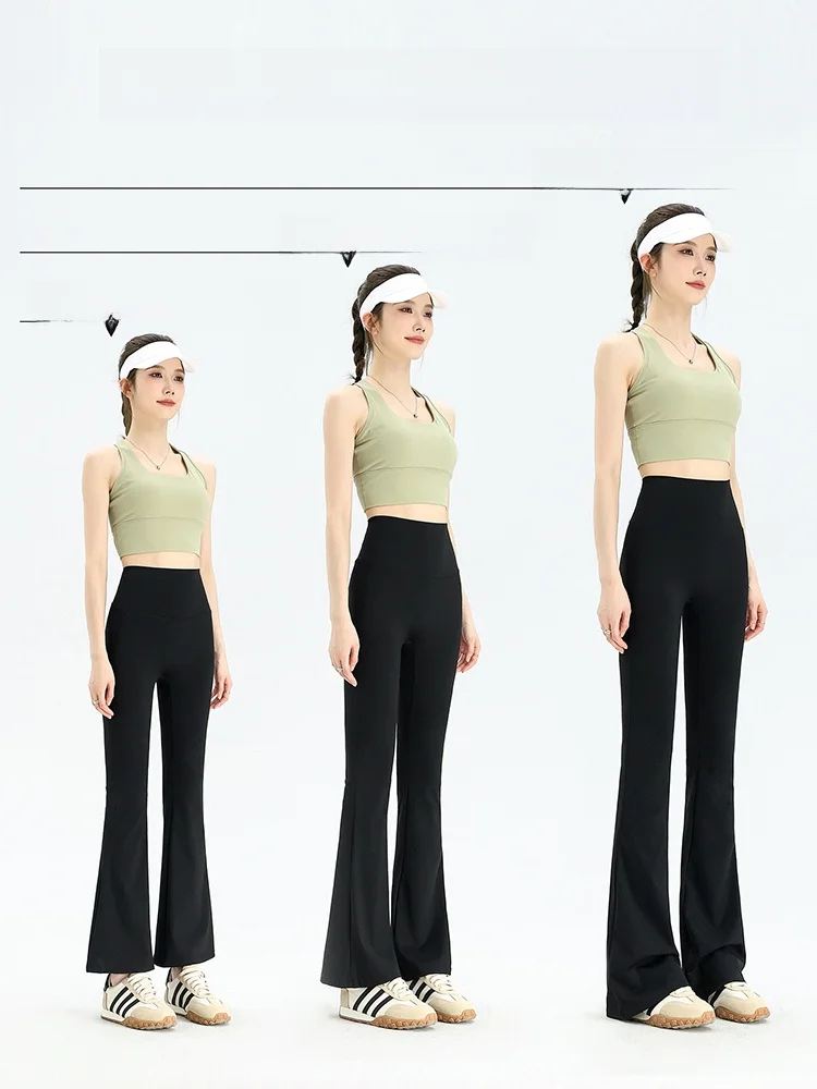 High Waist Yoga Pants Women's Outerwear Bell Bot Thin Model a Underwear Fitn Long Trousers Nylon Spandex