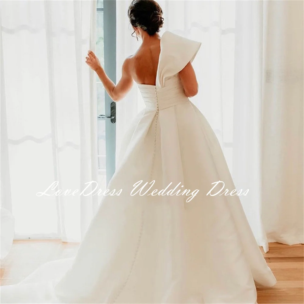 LoveDress Eine Schulter A-linie Hochzeit Kleid Für Frauen Einfache Backless Brautkleider Mit Knopf Vestidos De Noiva Angepasst