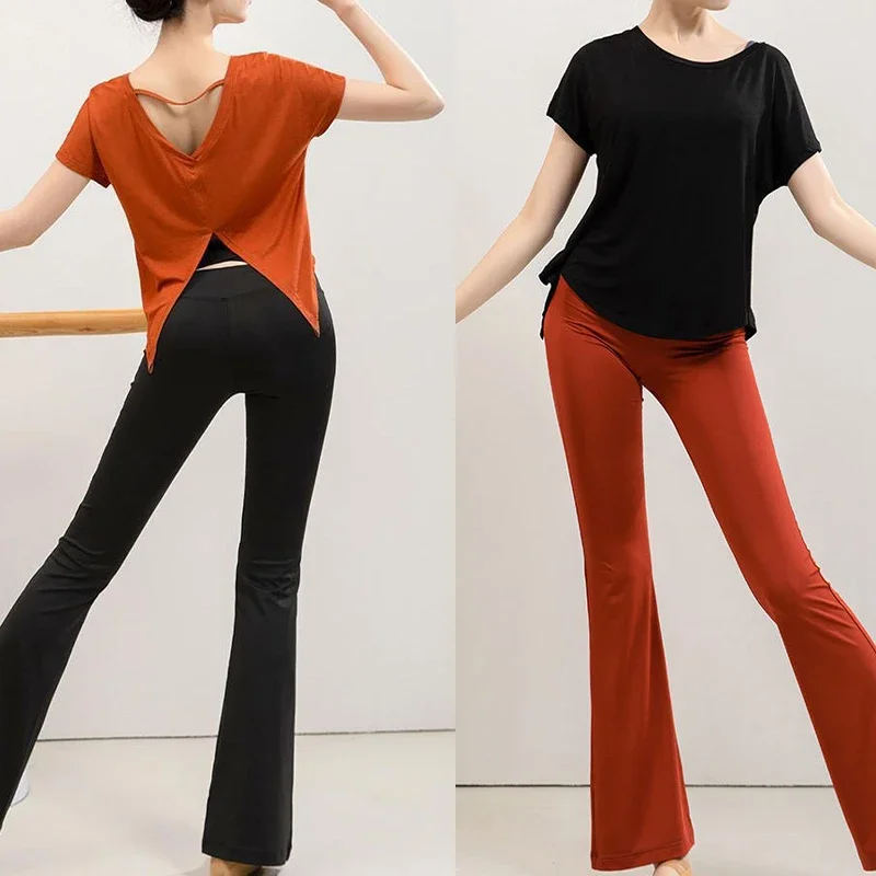 

V-образный топ для йоги с разрезом сзади, женский легкий дышащий топ с короткими рукавами, свободный быстросохнущий накидка для пилатеса, танцев и фитнеса