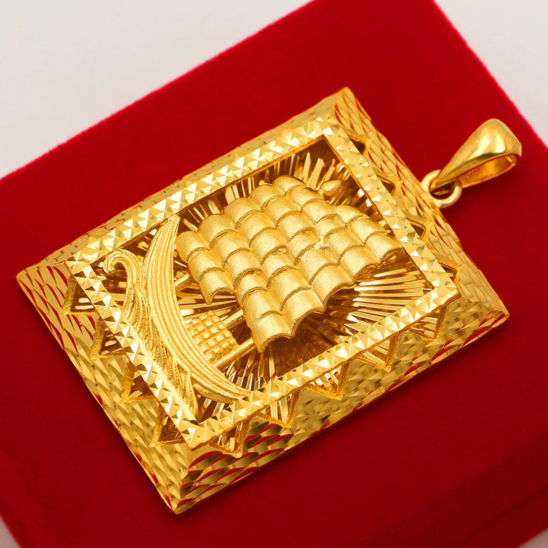 

The same 9999 24K real gold men's gold necklace pendant from the gold store, the boss's domineering fashion gift, beautiful jewe
