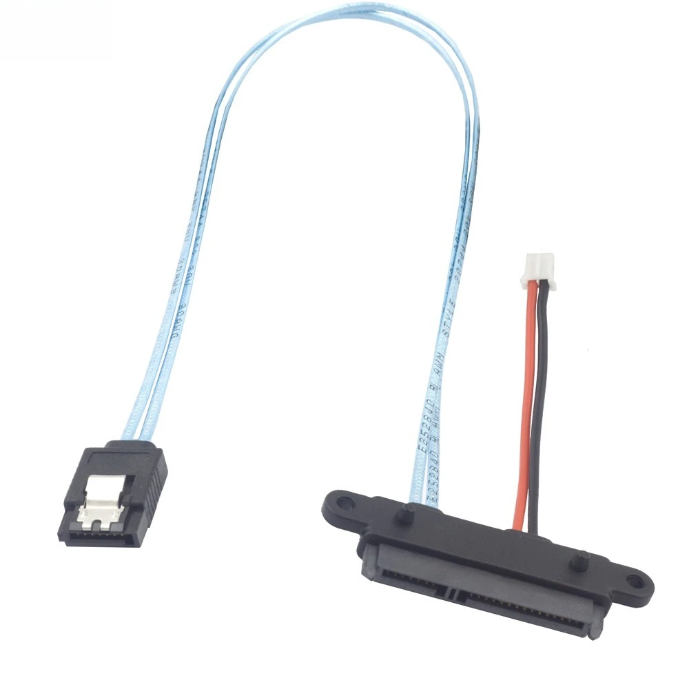 สายแปลง ADT-Link แบบ Dual Positioning ชนิด SATA 22 พิน ตัวเมีย เป็น 2.54 พิน พร้อมสายไฟสีดำ และสายแปลงความเร็วสูง SATA 7 พิน