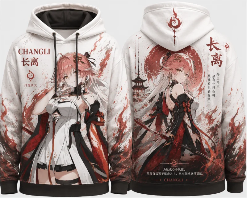 Anime Girl 3D Full Print Hoodie Polyester Fiber Hoodie Sportswear Anime Character Street Dress Hoodie