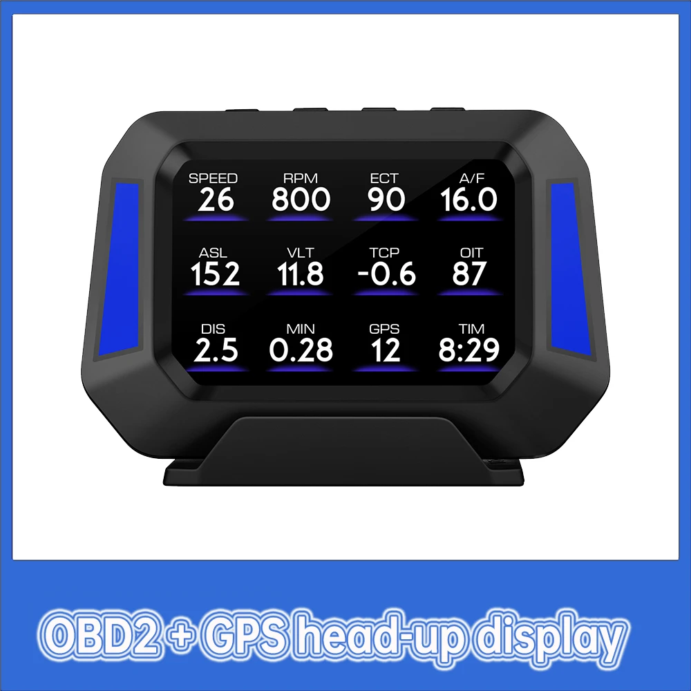 P21 head-up display Obd2+GPS Multifunction Speedometer Electronic On-board Computer Auto Accessories 12 language settings