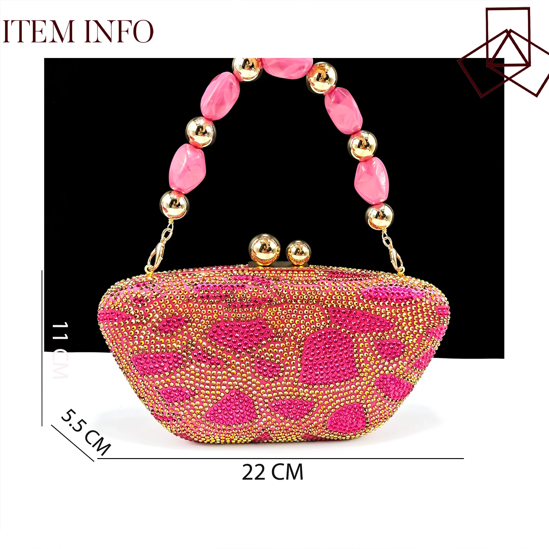 Women Vibrant Pink Full Rhinestone Platform Heels & Matching Clutch Bag, Bow Detail Peep Toe Slingback Shoes for African Party