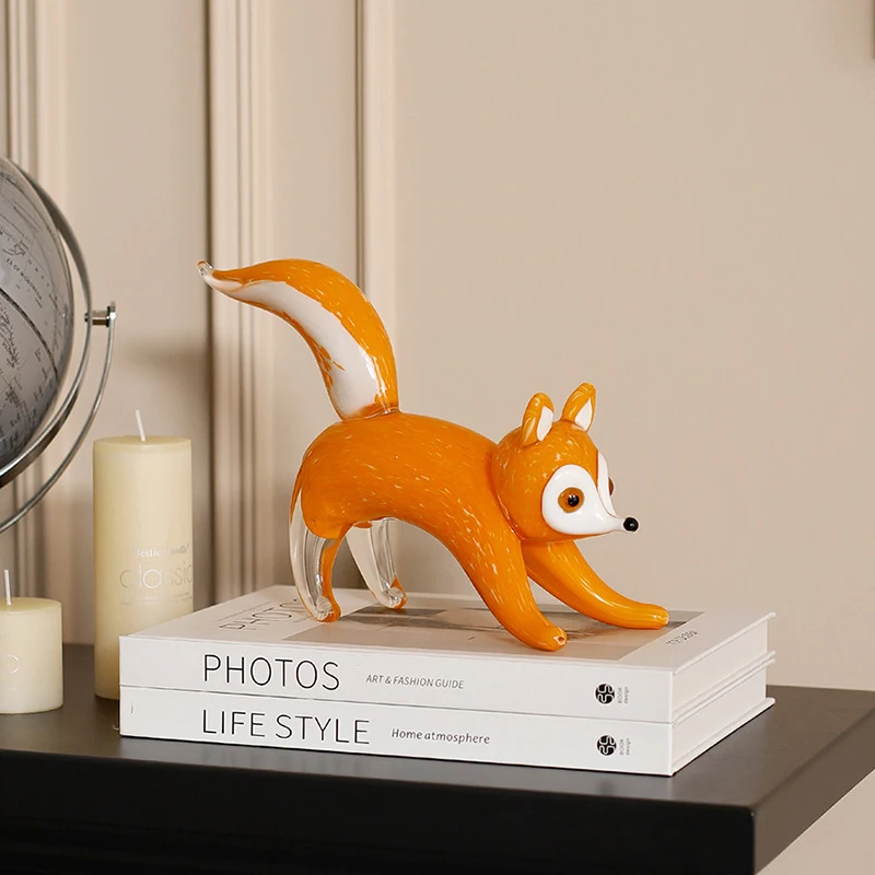 Luxury Glass Crafts,Squirrel Sculpture Ornament,Glass Artwork Desktop Decoration,Handicraft Gift,Nordic Room Decor,Art Statues