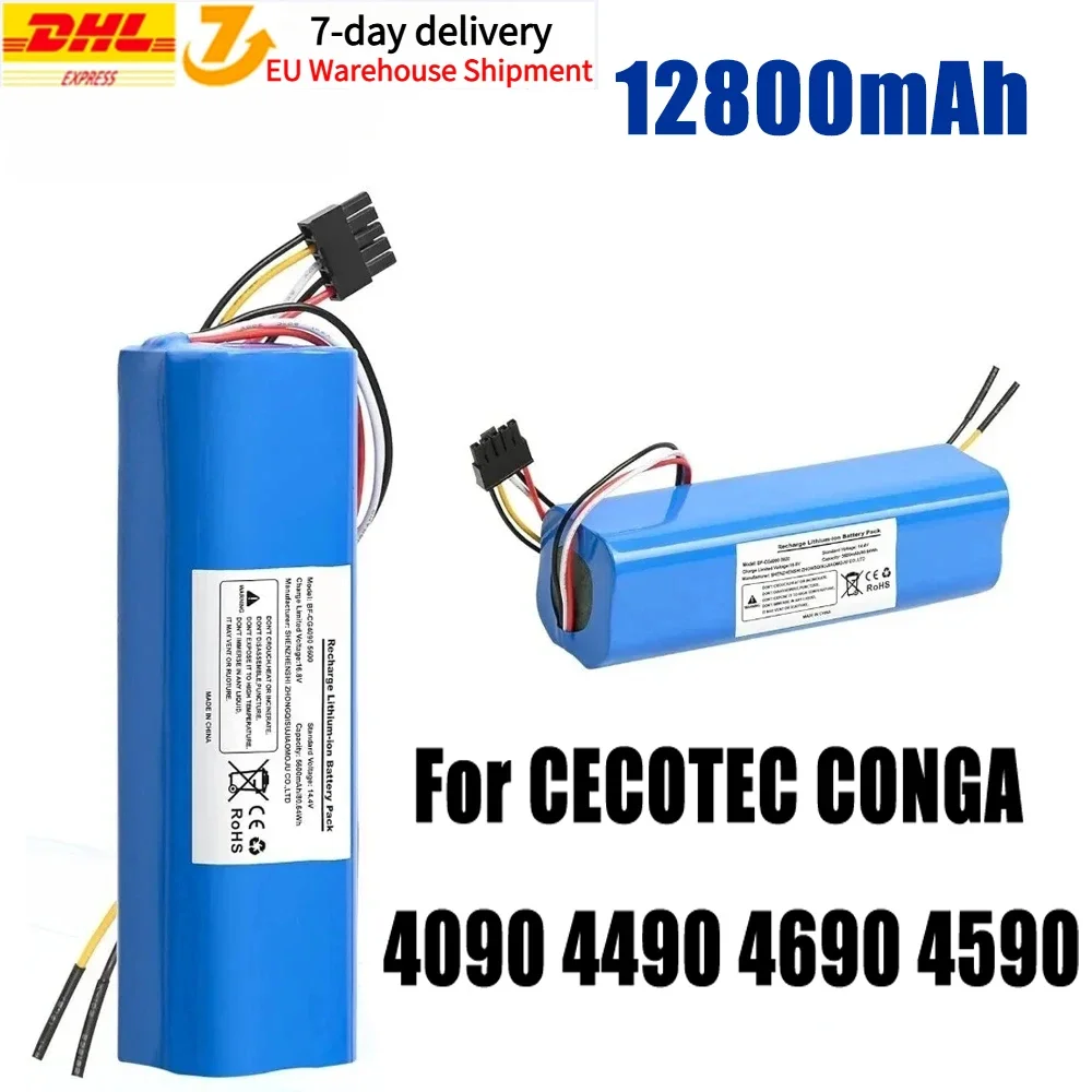 New 12800mAh Li-ion Battery for CECOTEC CONGA 4090 4490 4690 4590Robot Vacuum Cleaner 14.8V 18650 4s2p