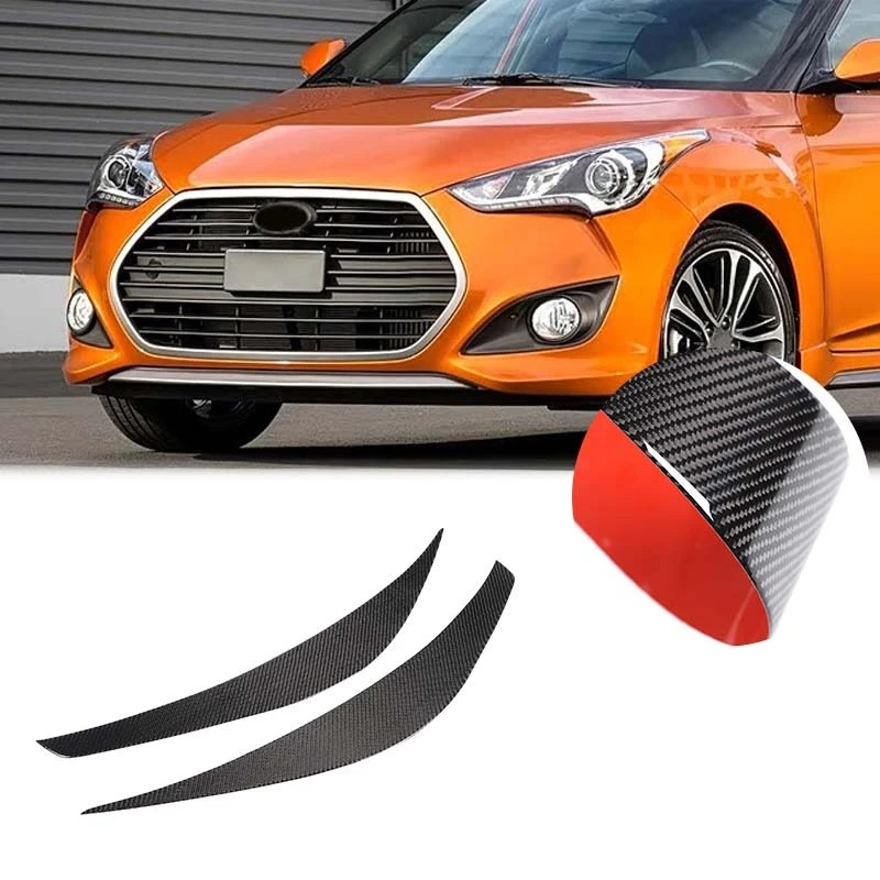 

Carbon Fiber Front Headlight Eyelid Eyebrow Cover Decorative For Hyundai Veloster 2011-2017Car Accessories Sticker Modification
