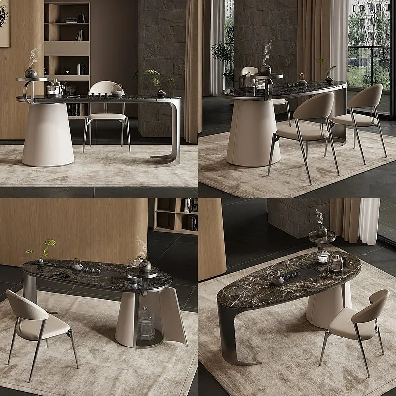 2026 New Luxury Sintered Stone Tea Table Small Integrated Tea Desk for Living Room Balcony