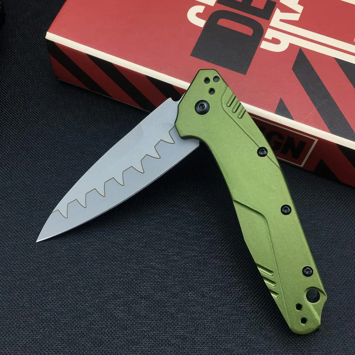 

KS Dividend 1812 Green/Black Pocket Folder D2 Blade Aluminum Alloy Handle Utility Outdoor Hunting Fishing Tactical EDC Knife