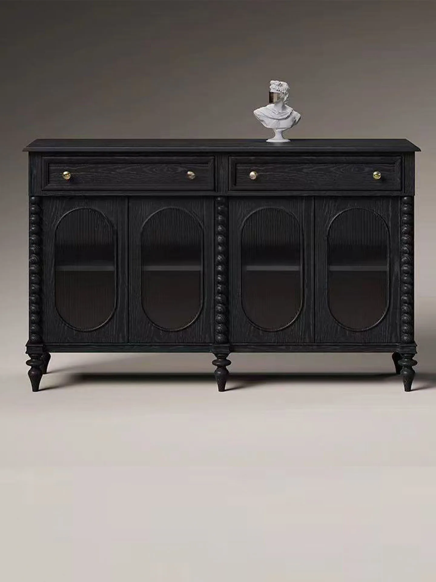 ^American Vintage Movable Middle Style Solid Wood Living Room Tea/Coffee Cabinet with Wall Storage