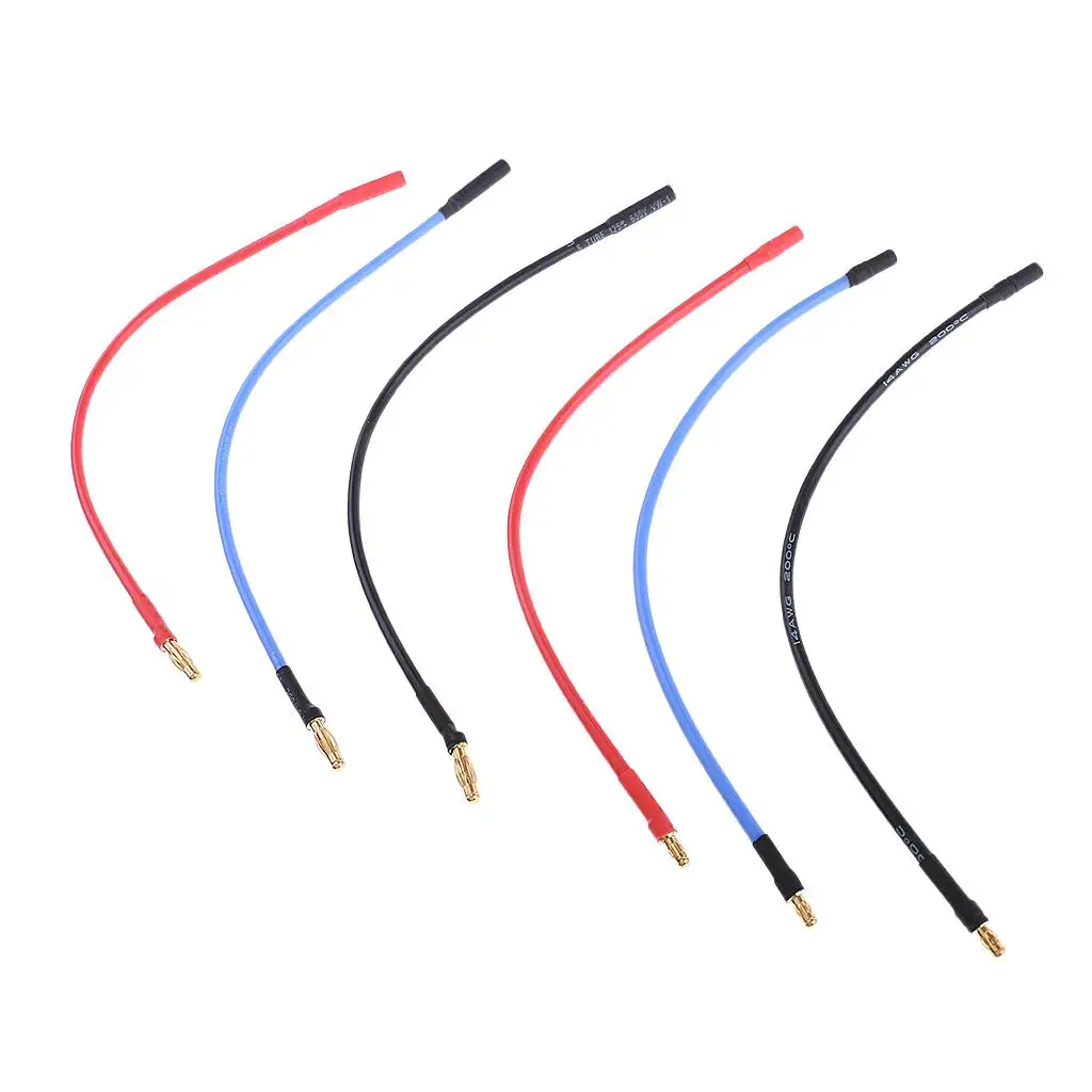 6pc 230mm 4.0mm 3.5mm Banana RC Brushless Motor ESC Connectors Extension Cable