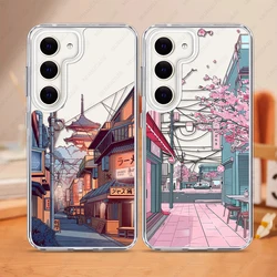 2 in 1 PC+TPU Phone Case For Samsung Galaxy S25 S24 S23 Ultra S24FE A15 A35 A53 A54 A55 Shockproof Cover Japanese Landscape Art