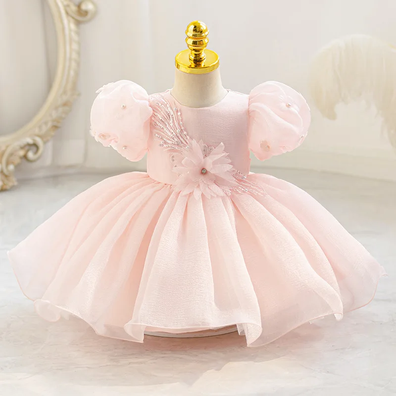 Baby Girl Birthday Dress with Flowers Kid Girly Puffy Dresses Child Clothes Ball Gown