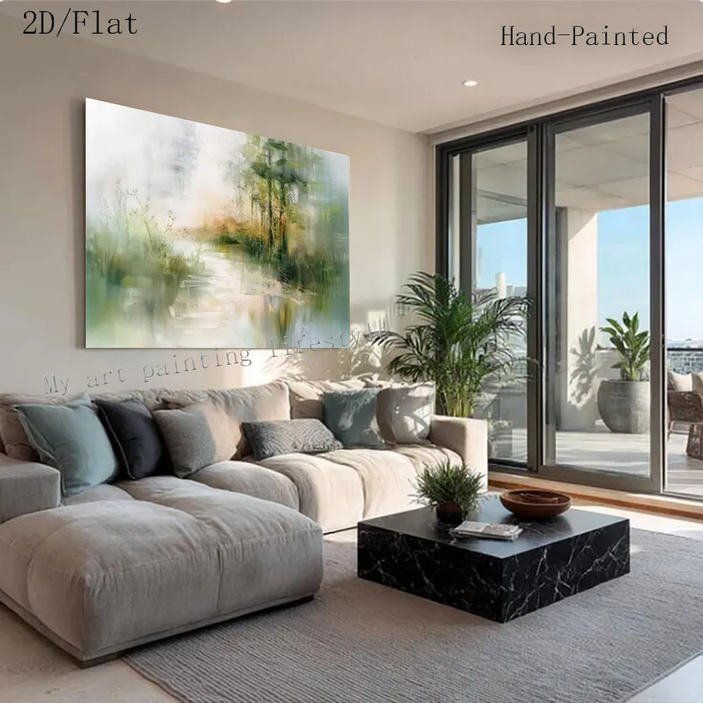 100% Handmade Abstract Oil Painting On Canvas ins atural Landscape Wall Art Picture Big Mural For Home Living Room Decor Image