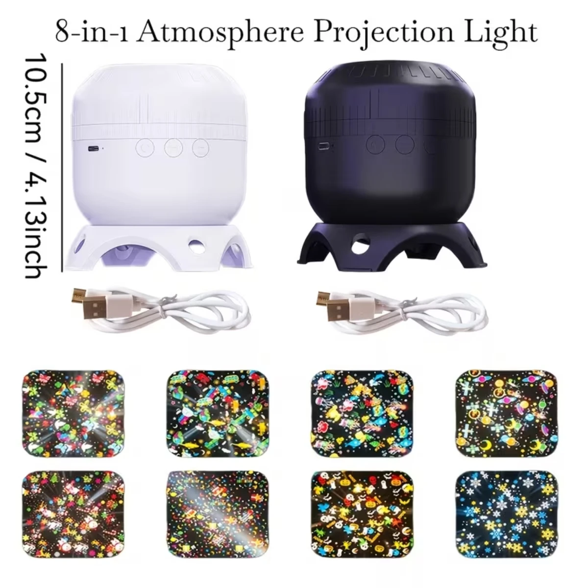 360°Rotating LED Ocean Starry Projector Light USB Powered 8Patterns Dynamic HD Projection for Bedroom Party Christmas Decor Gift