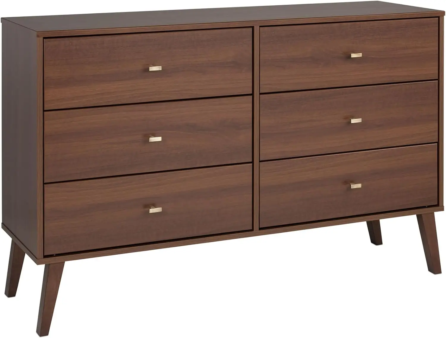 

Prepac Milo Mid-Century 6 Drawer Dresser For Bedroom, 16" D x 52.50" W x 33" H, Cherry