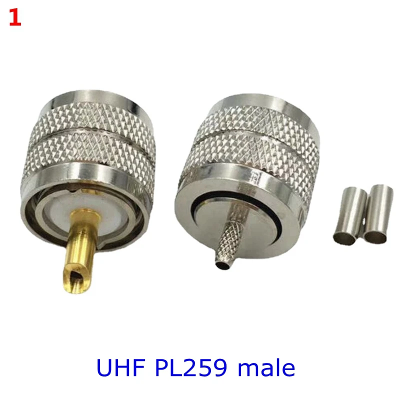 1-10Pcs UHF Male PL259 UHF Female SO239 Water Proof 4hole Flange Connector Crimp for RG316 RG174 RG179 Cable Coax Brass Copper