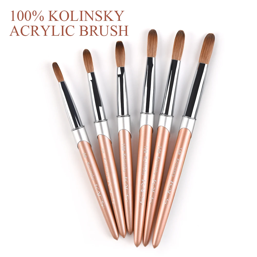 Kolinsky escova acrílica para Nail Art, 100% Kolinsky, pintura, desenho, escultura, extensão, caneta pó líquido, ferramenta de fornecimento de manicure, 1pc