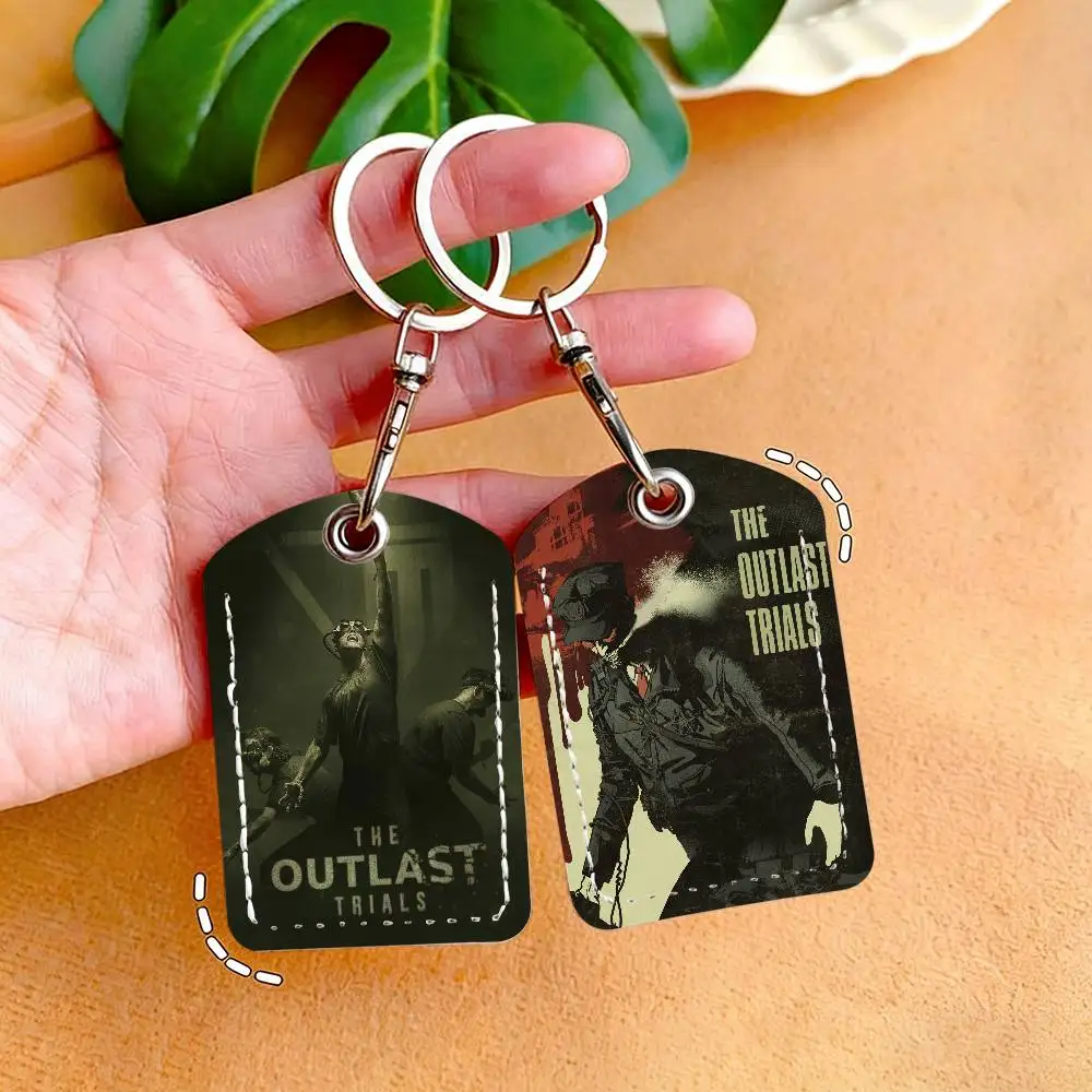 Game The Outlast Trials Horror Card Holder With Keychain Executive Protection For Bank Credit Subway Bus Case
