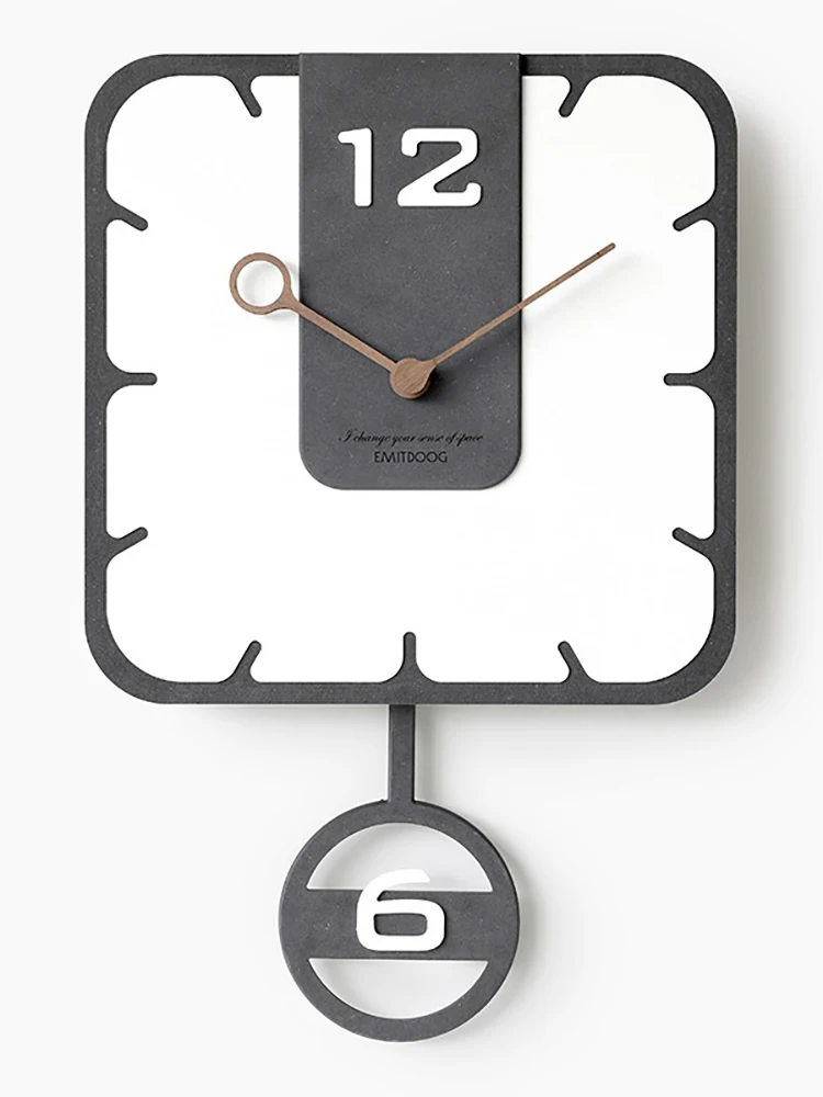 

Nordic Pendulum Clock Wall Watch Mechanism Wood Clocks Wall Home Decor Bedroom Silent Swing White Walnut Hands Home Decor