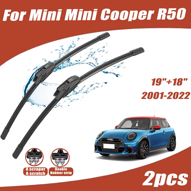 

2Pcs 19"+18" Front Windshield Wiper Blades For Mini Mini Cooper R50 R53 R55 R56 R57 2001-2022 Quiet Durable Windscreen Wipers