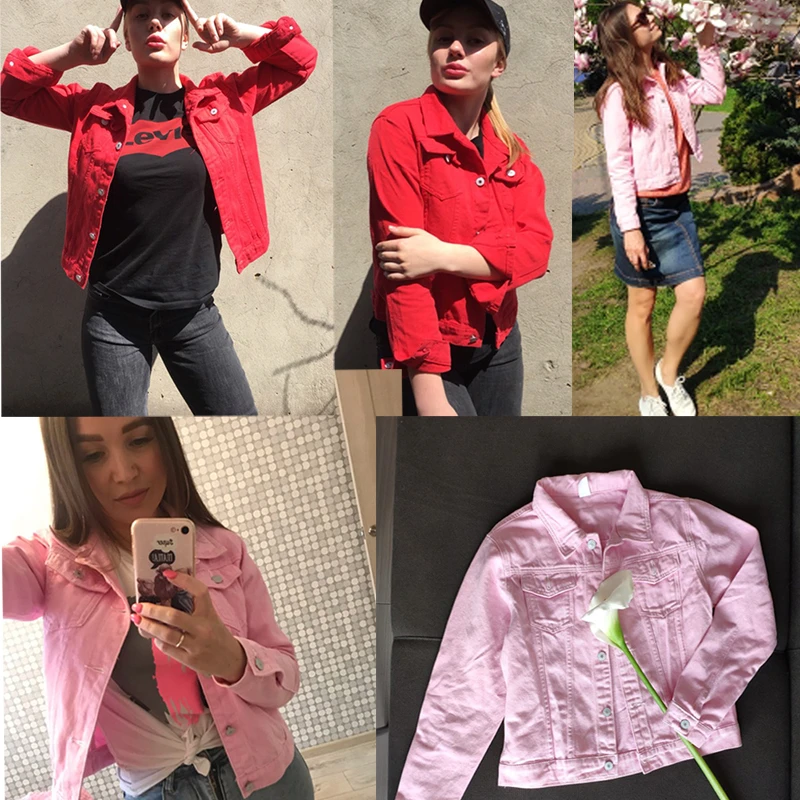 แจ็กเก็ตยีนส์สีพื้นสำหรับผู้หญิง, ใหม่เสื้อแจ็กเก็ตยีนส์2024ลำลองขาสั้นสำหรับฤดูใบไม้ผลิและฤดูใบไม้ร่วงฉบับภาษาเกาหลี