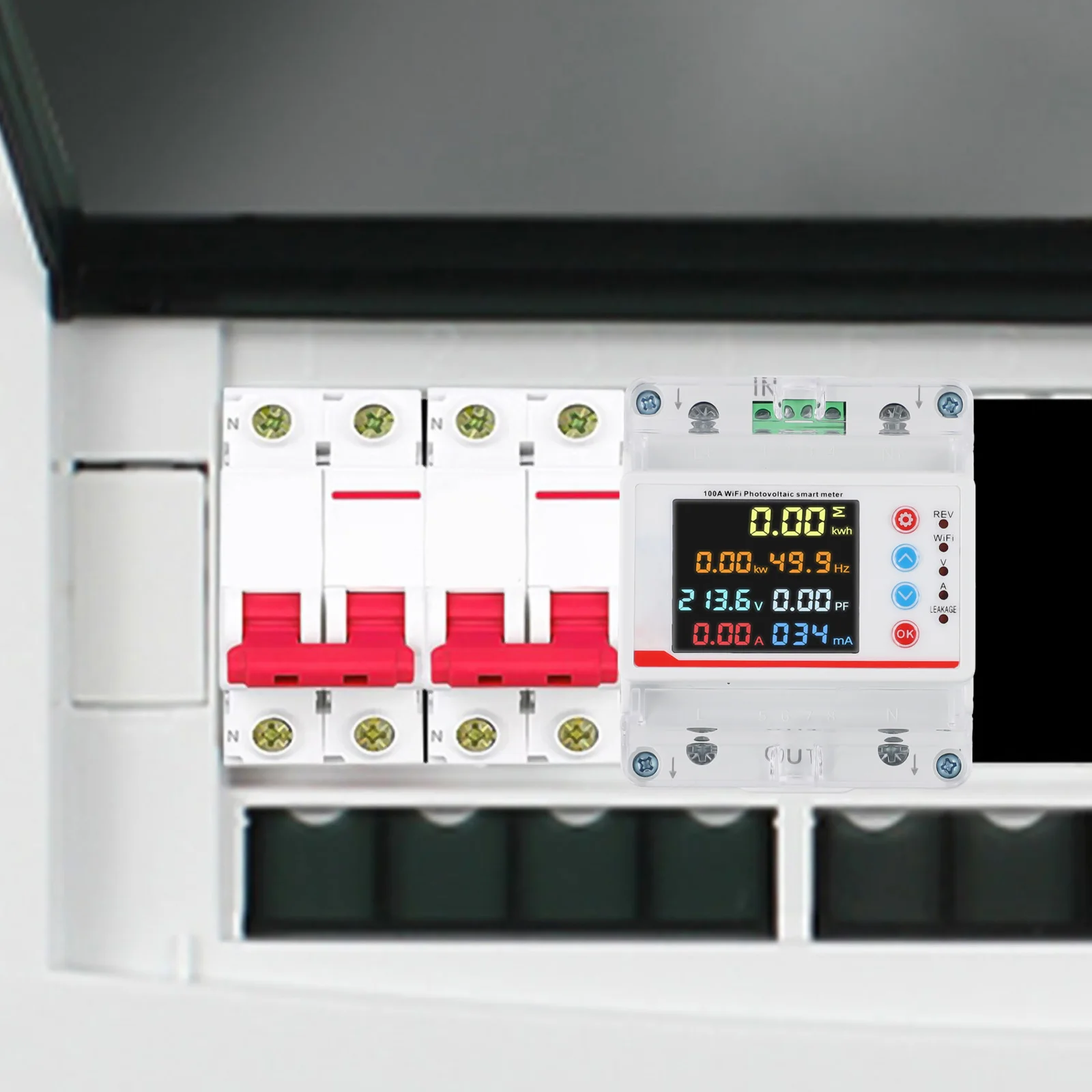

Компактный 1-фазный электрический счетчик для Tuya WiFi Control 100A 220V для мониторинга электрических данных в реальном времени и функций безопасности