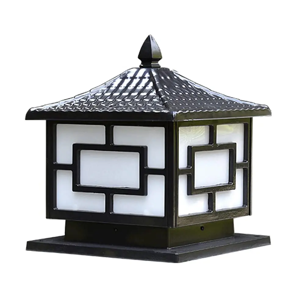Outdoor Vintage Chinese Patio Post Lamp Fixture E26 Waterproof IP54 Outdoor Column Lights Fence Garage Pavilion