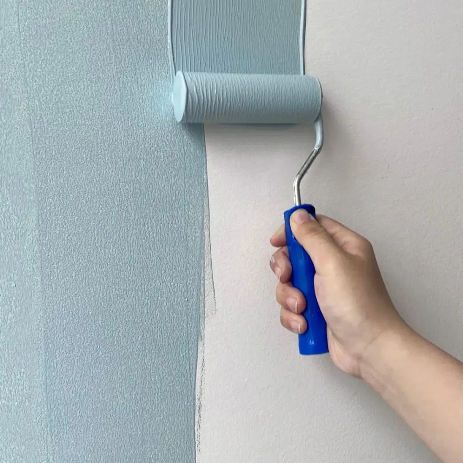 아크릴 섬유 롤러 커버 페인트 롤러 브러시 도구 키트, 파란색 페인트 트레이, 가구 문 페인팅에 적합