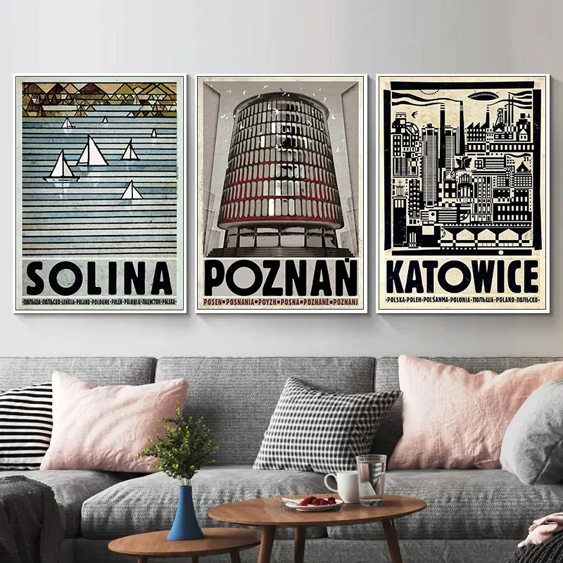 Vintage Poland City Posters Biebrza Solina Zakopane Canvas Printing And Prints Wall Art Picture for Living Room Home Decor Gift