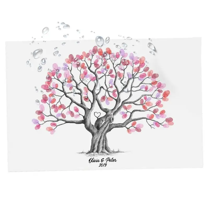 Wedding Guest Book Alternative Tree Graduation Guest Book Fingerprint Tree Canvas Waterproof Creative D IY Sign-In Book