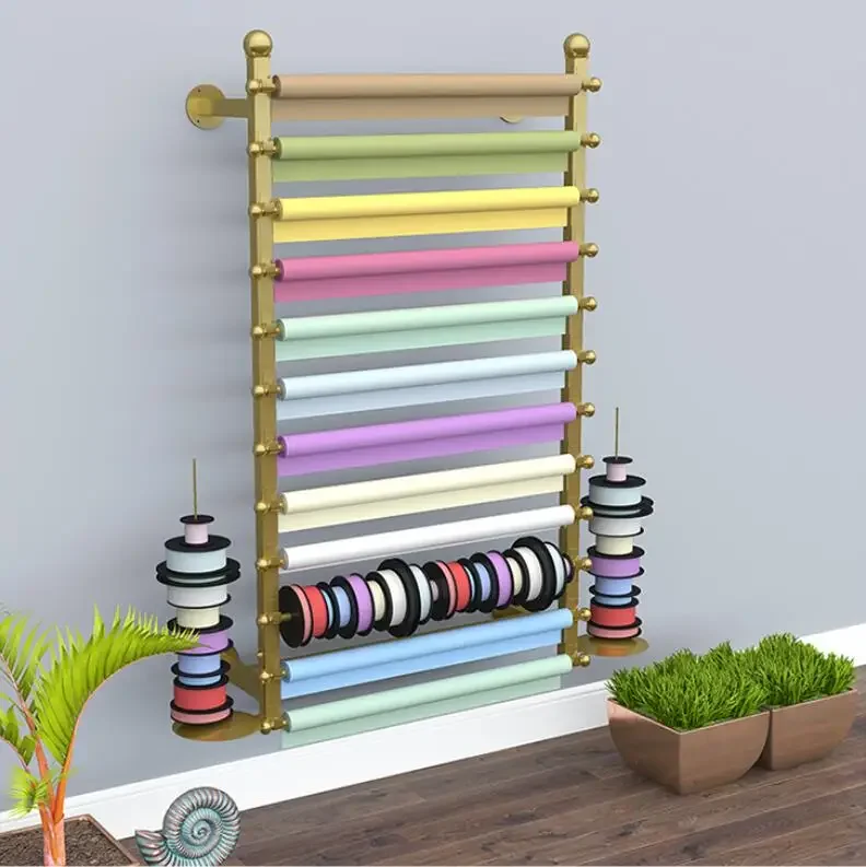 

Wall-mounted Floral Flower Wrapping Paper Ribbon Ribbon Shelf Wall Flower Shop Hanging Pennant Scarf Display Storage Rack