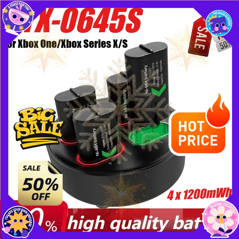 4 X 1200mWh TYX-0645S Controller Battery with Battery Charger Station Gamepad Battery for Xbox One/Xbox Series X/S