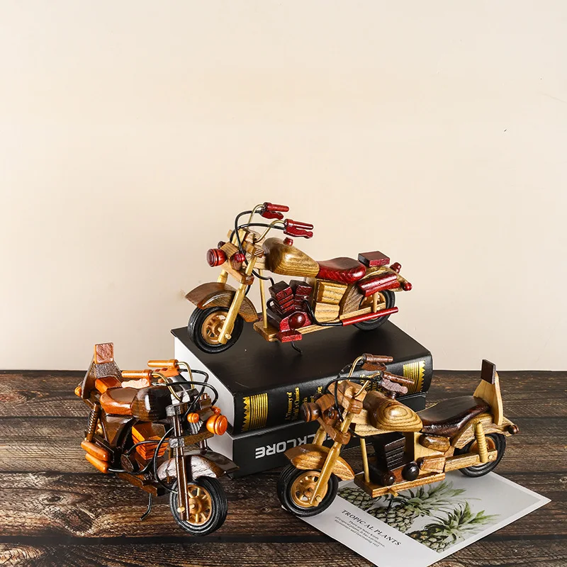 

Creative Retro Wooden Motorcycle Model Car Decoration Ornaments Wooden Handmade Motorcycle Model Crafts Gift Collectibles