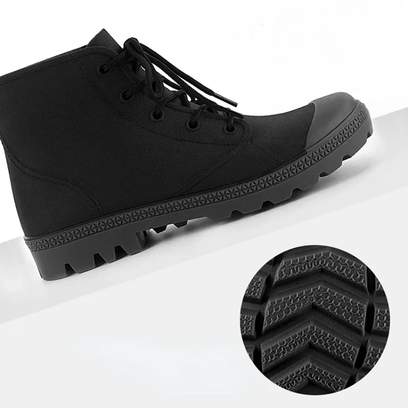 Botas de lluvia de invierno para hombre, Botas de lluvia de algodón con cordones en el tobillo, Botas de agua de trabajo impermeables antideslizantes para exteriores, Botas de lluvia para acampar y pescar