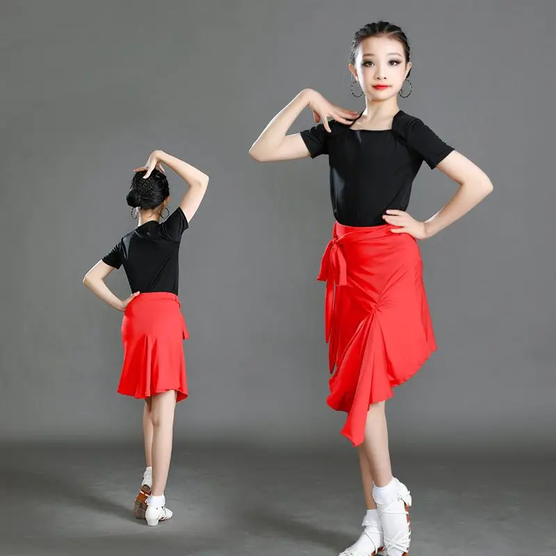 Latin dance costume short sleeved girls split skirt dance competition children's performance costume Latin two-piece set