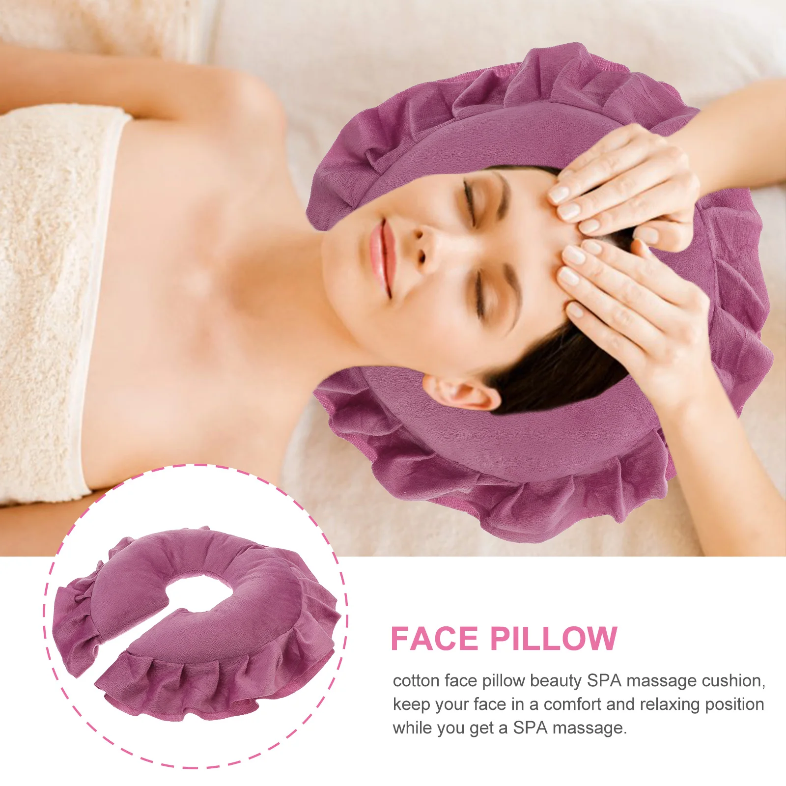 

Розово-красная хлопковая подушка для лица для спа-массажа, салона красоты, массажная кровать, подушка для отдыха с дизайном отверстия