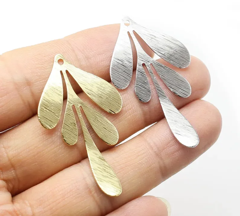 

10pcs Textured Leaf Pendant, Leaves Earring Charm, DIY Ornament, Earring Findings, 46.3x27mm, Jewelry Supplies -G227