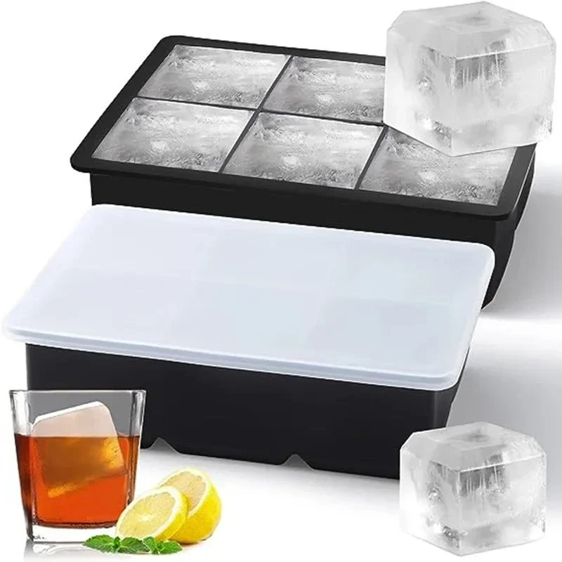 

4/6/8 Grid Ice Cube Tray Mold Giant Jumbo 5cm Large Food Grade Silicone Ice Cube Square Tray Mold DIY Ice Maker Cube Tray