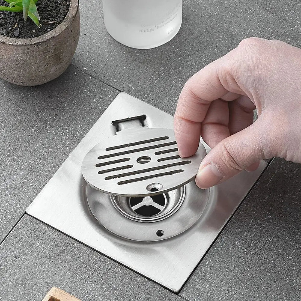 Durable 304 Stainless Steel Drain With Safety Locking Cover Anti Odor Sewer Strainer For Institutional Bathroom
