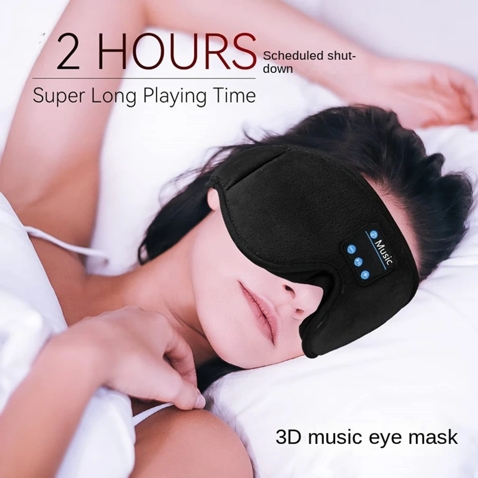 Bluetooth Sleeping Headphones Noise Cancelling3D Eye Mask Wireless Air Travel Headbands Soft Elastic Comfortable Music Earphones view 5