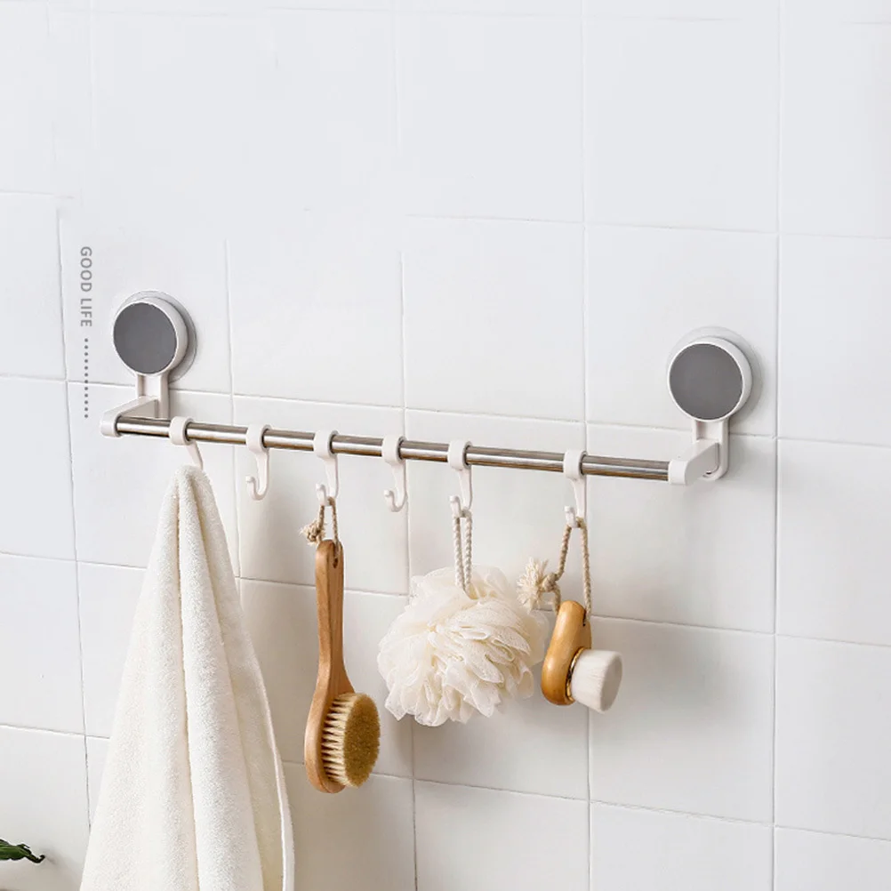 

6Pcs Stainless Steel Towel Rack ABS Lightweight Durable Space Saving Traceless Sucker Design Kitchen Bathroom Towel Rack