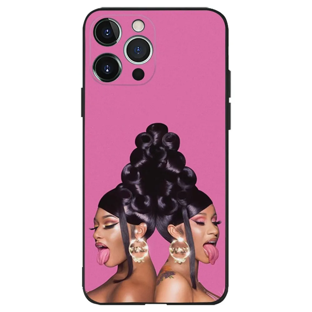 Cardi B Rapper Phone Case For iPhone 16,15,14,13,12,11,Plus,Pro Max,XS,X,XR,SE,Mini,8,7 Soft Silicone Black Cover