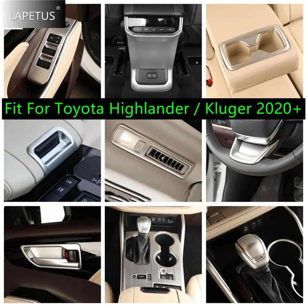 

Matte Car Door Handle Bowl / Water Cup Holder / Steering Wheel Accessories Cover Trim For Toyota Highlander / Kluger 2020 - 2025