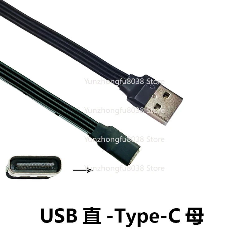 ذكر إلى USB 3.1 Type-C ذكر الزاوية العلوية والسفلية USB شحن البيانات 90 درجة كابل USB-c المسطح
