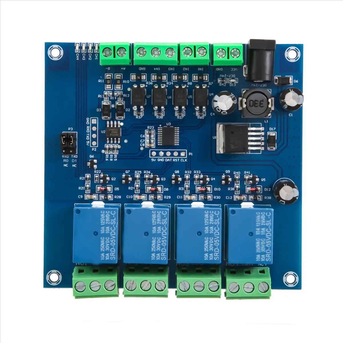 ABAN Modbus RTU 4 Way Relay Module 7-24V Relay Module Switch RS485/TTL Input and Output with Anti Reverse Protection