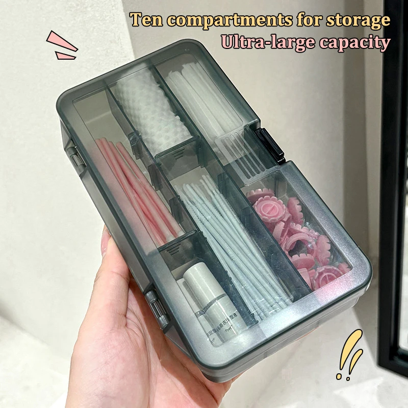 透明カバー付き長方形垂直 10 グリッドまつげエクステンションツール収納ボックス接着剤ピンセットホルダーメイクアップオーガナイザー